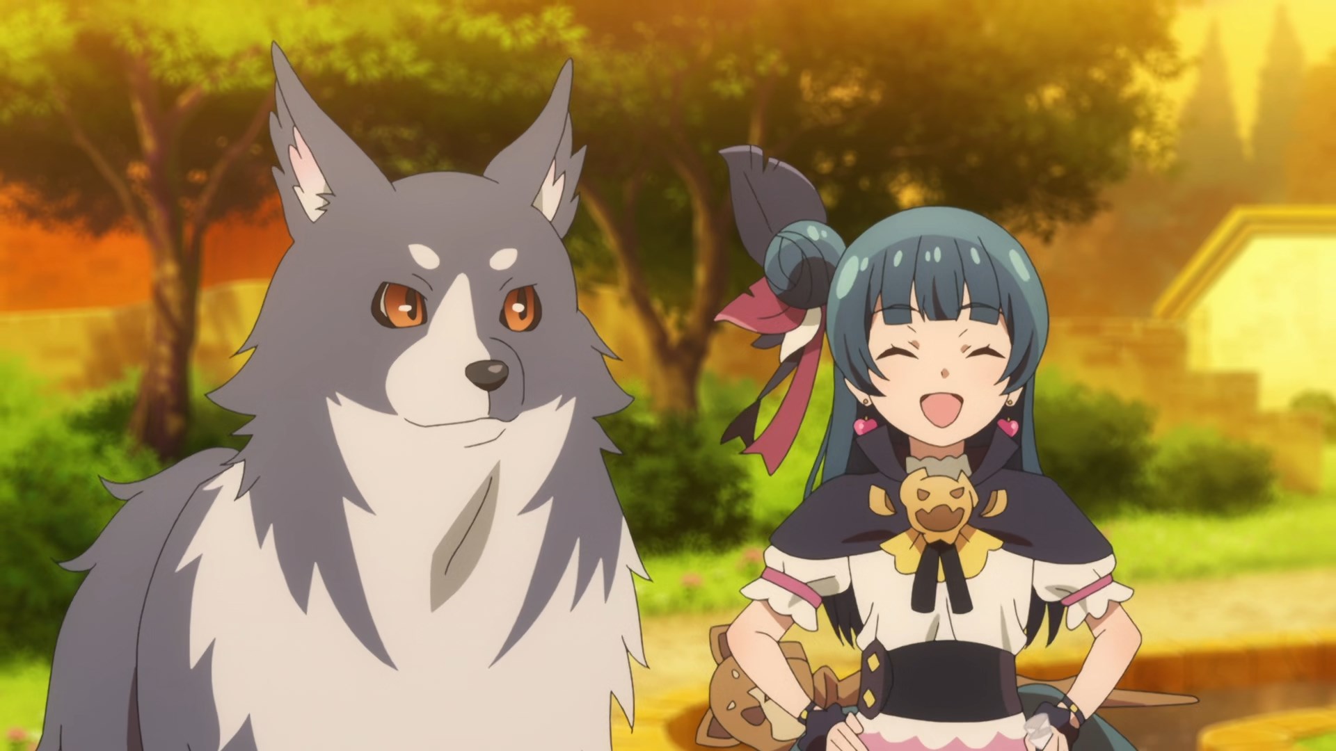 Yohane laughing and proud with her big dog sister next to her side
